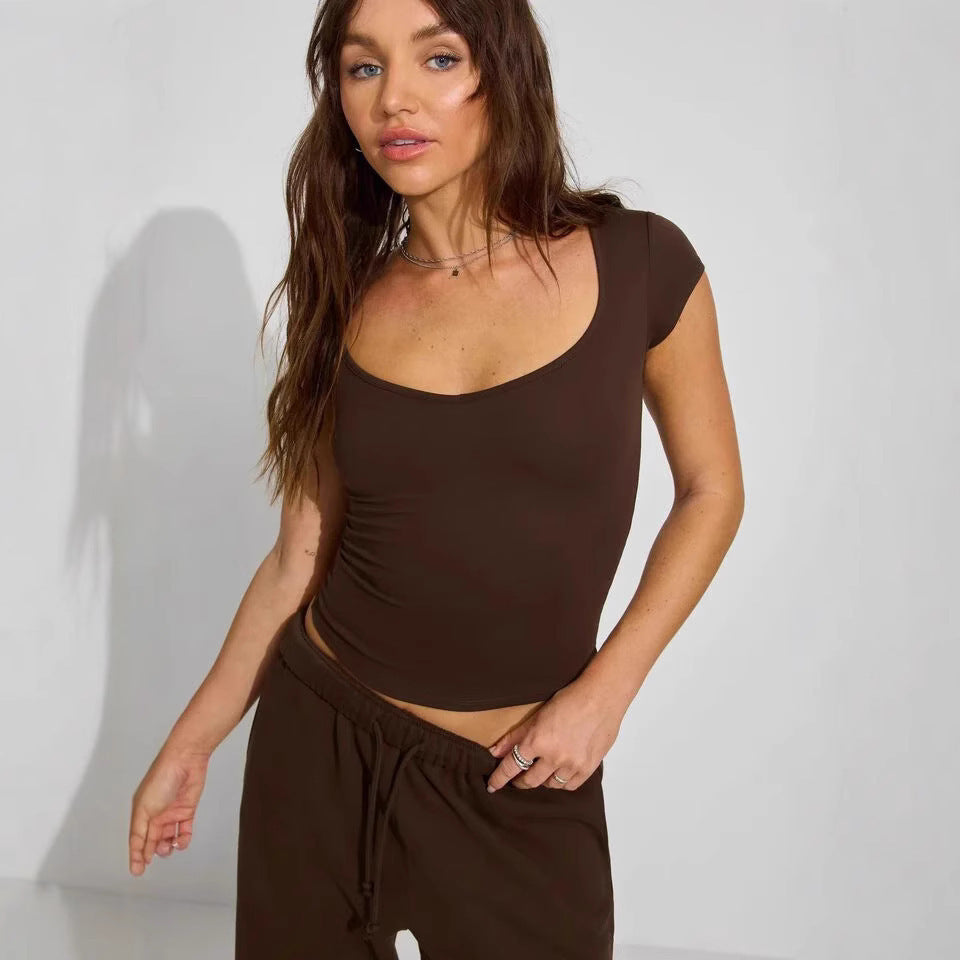 Women's Solid Color Casual Short Sleeve